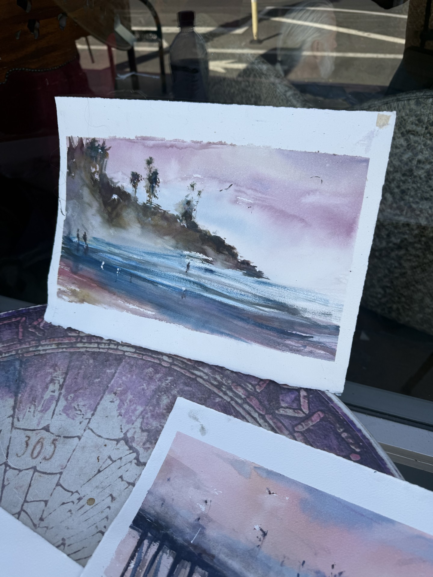 Coastal Cliffs at Dusk — original plein air watercolor by Tony Trowbridge, San Diego Coast
