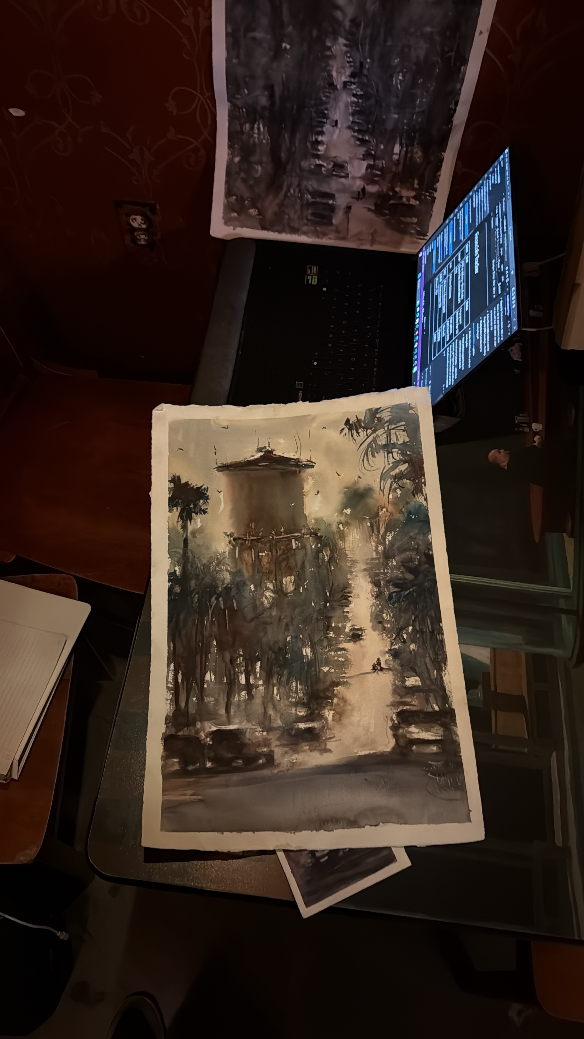 Water Tower — original watercolor by Tony Trowbridge, Point Loma